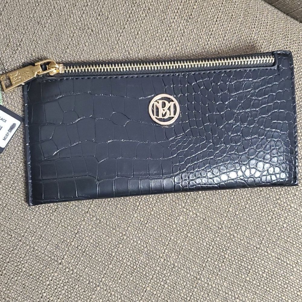 ‎NWT BADGLEY MISCHKA Thin Crocodile Print Wallet